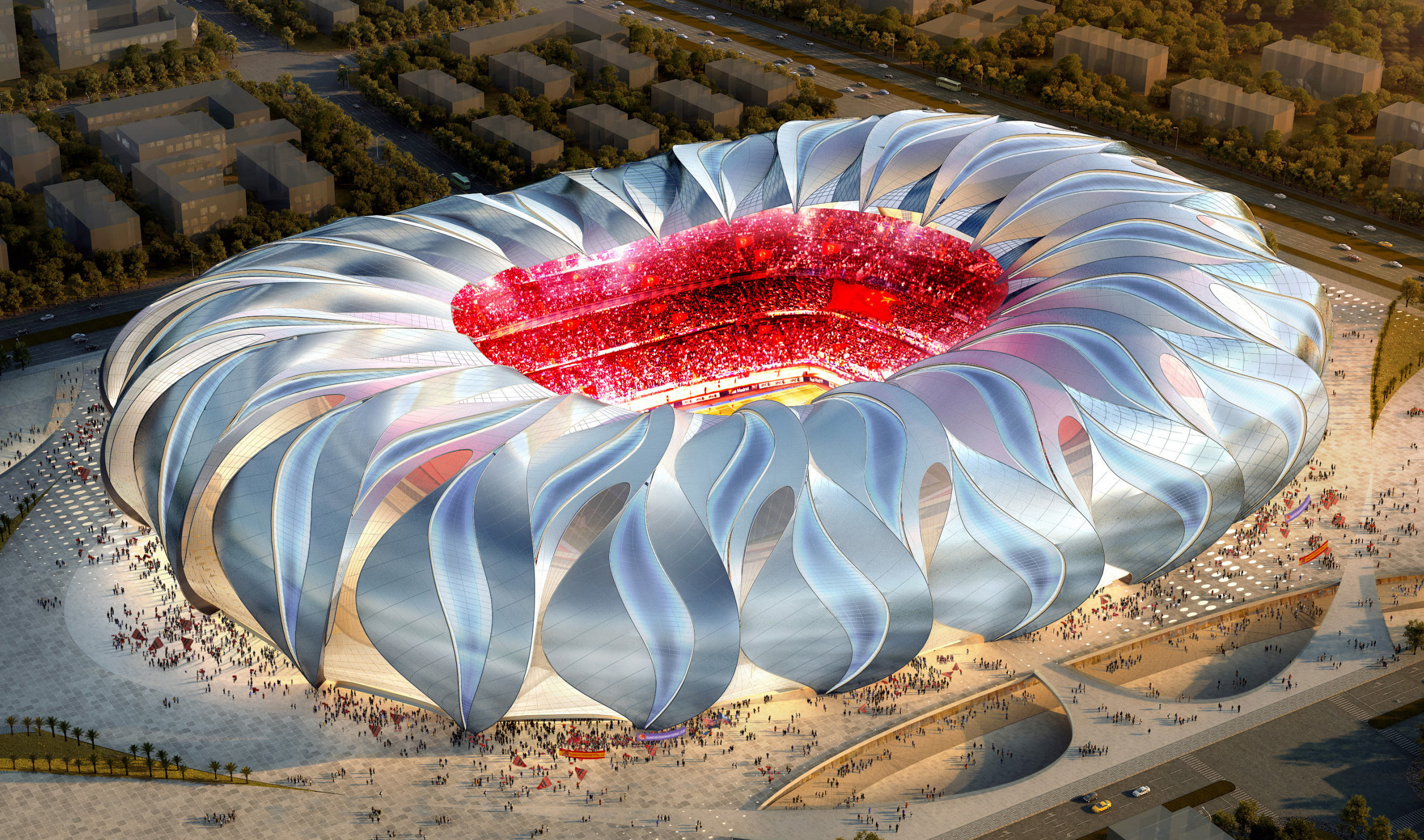 外国评论恒大球场全新设计方案,恒大球场设计