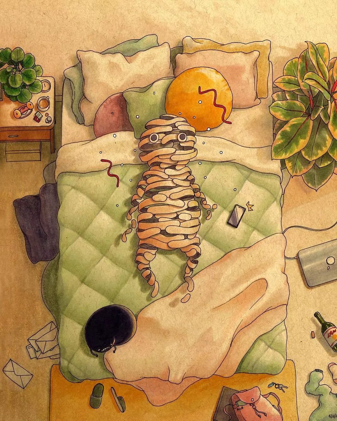 插画人物孤独唯美,插画师笔下的孤独