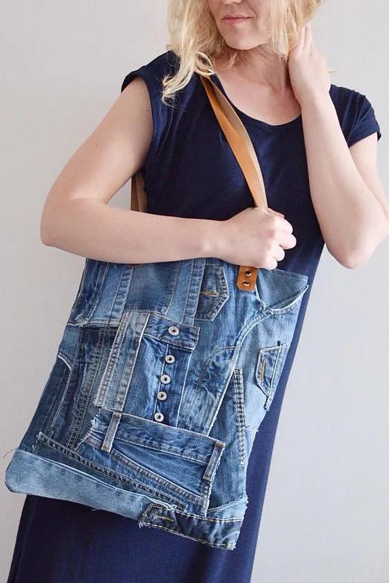 牛仔裤旧了千万别扔,牛仔裤不要扔diy牛仔包颜值很高