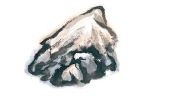 国画山水画石头的画法如何上色,国画石头的画法斧劈皴图片