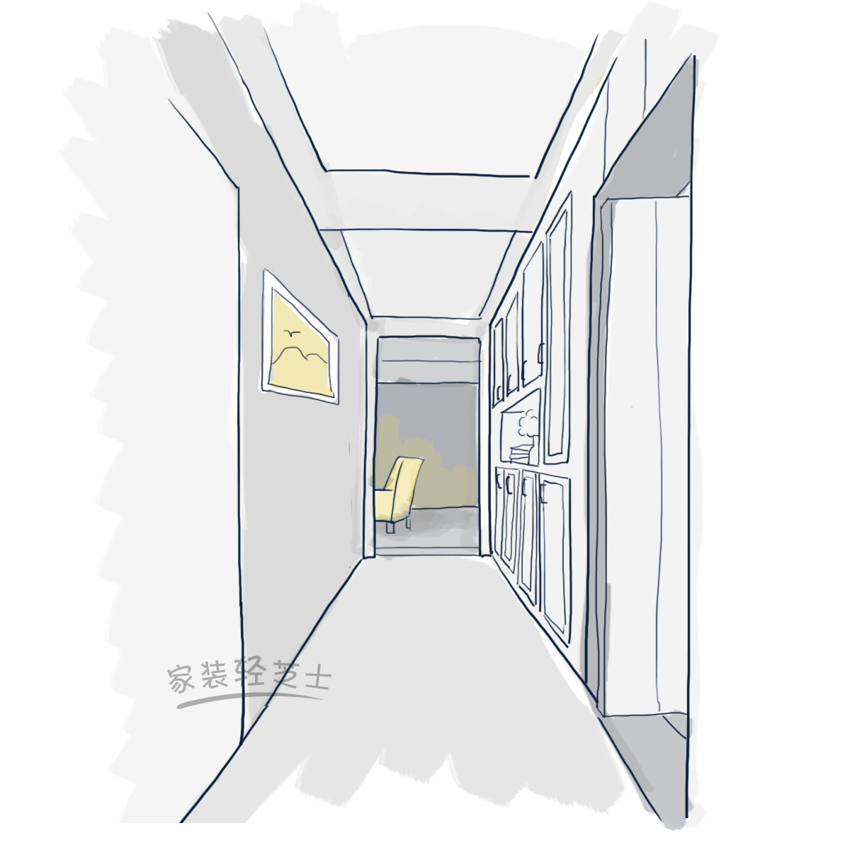 走廊不一样宽如何设计地砖,1.3米宽走廊设计