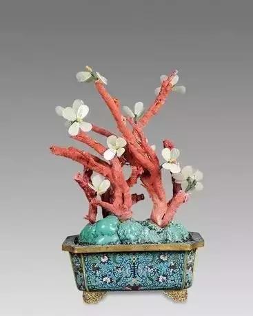 故宫里的玉石盆景,故宫景泰蓝盆景欣赏