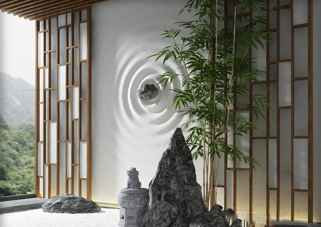 日式庭院景观设计3d图,日系庭院设计建模