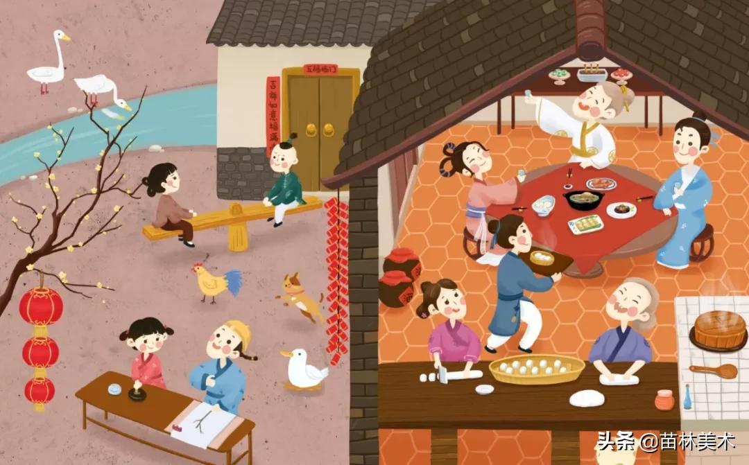 以春节为主题的儿童画简笔画,2022年元旦和春节主题儿童画素材