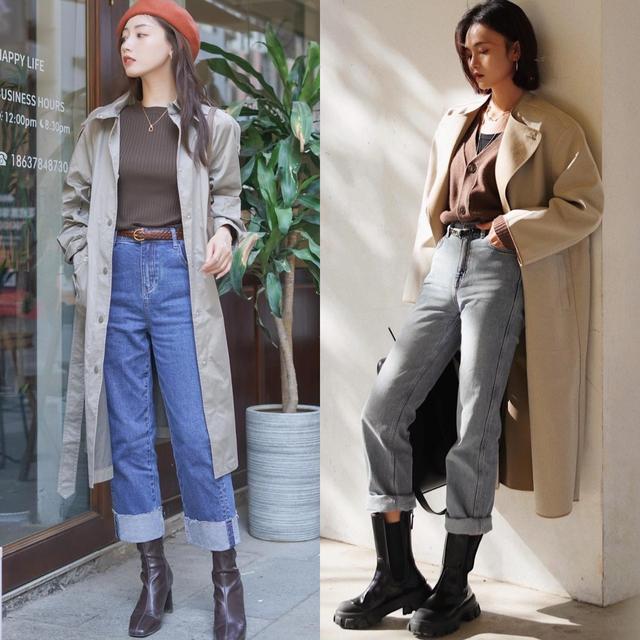 牛仔裤短靴秋冬搭配,30-40岁洋气女短靴搭牛仔裤