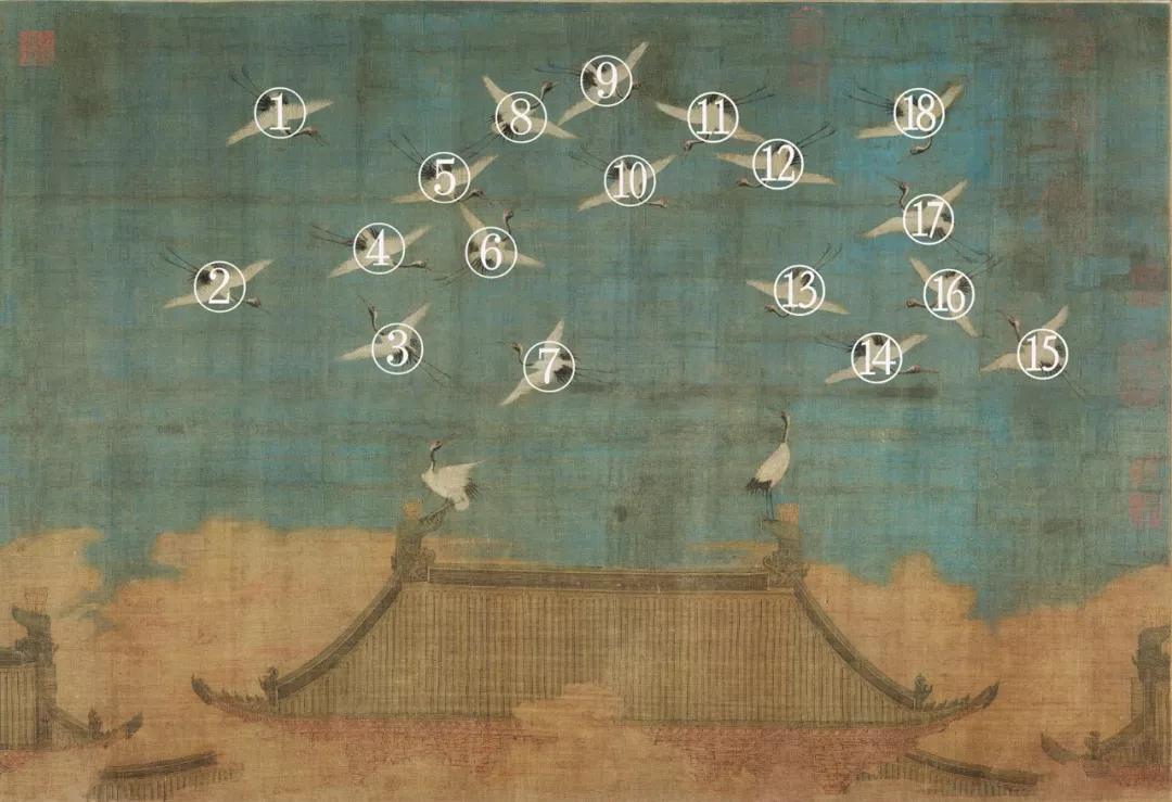 瑞鹤图局部欣赏,宋代名画瑞鹤图