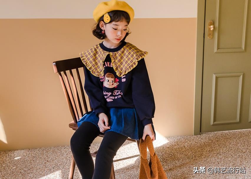 女童韩系风加绒连帽卫衣,2019秋女童流行卫衣