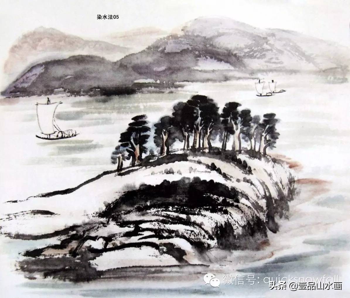 曾刚山水画视频水的画法,山水画教程水粉画