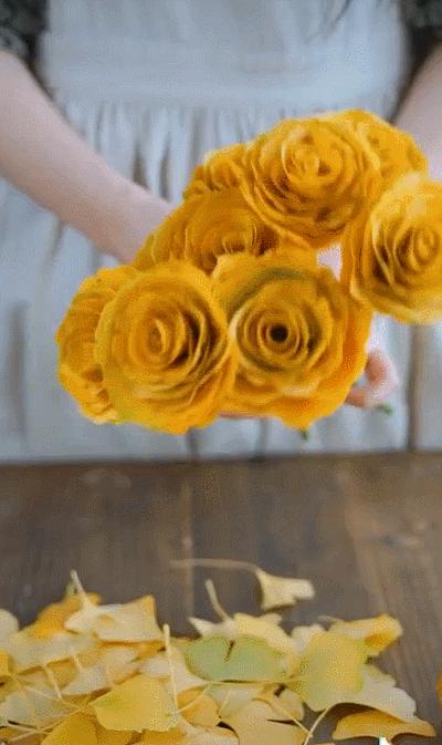 银杏树叶如何做玫瑰花,银杏叶如何制作玫瑰花