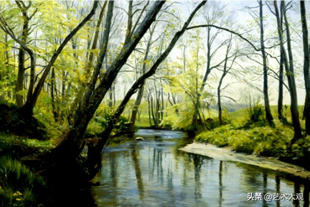 美国乡村红房子油画作品,美国亚马逊河派风景油画作品