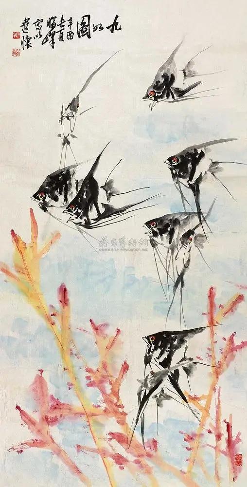 九如图真迹欣赏,国画九鱼图最好的画家