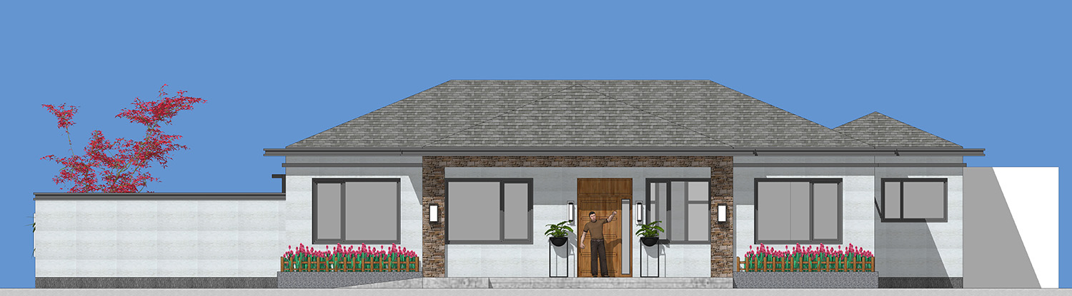 农村自建房养老房一层半怎么设计,农村人盖房子