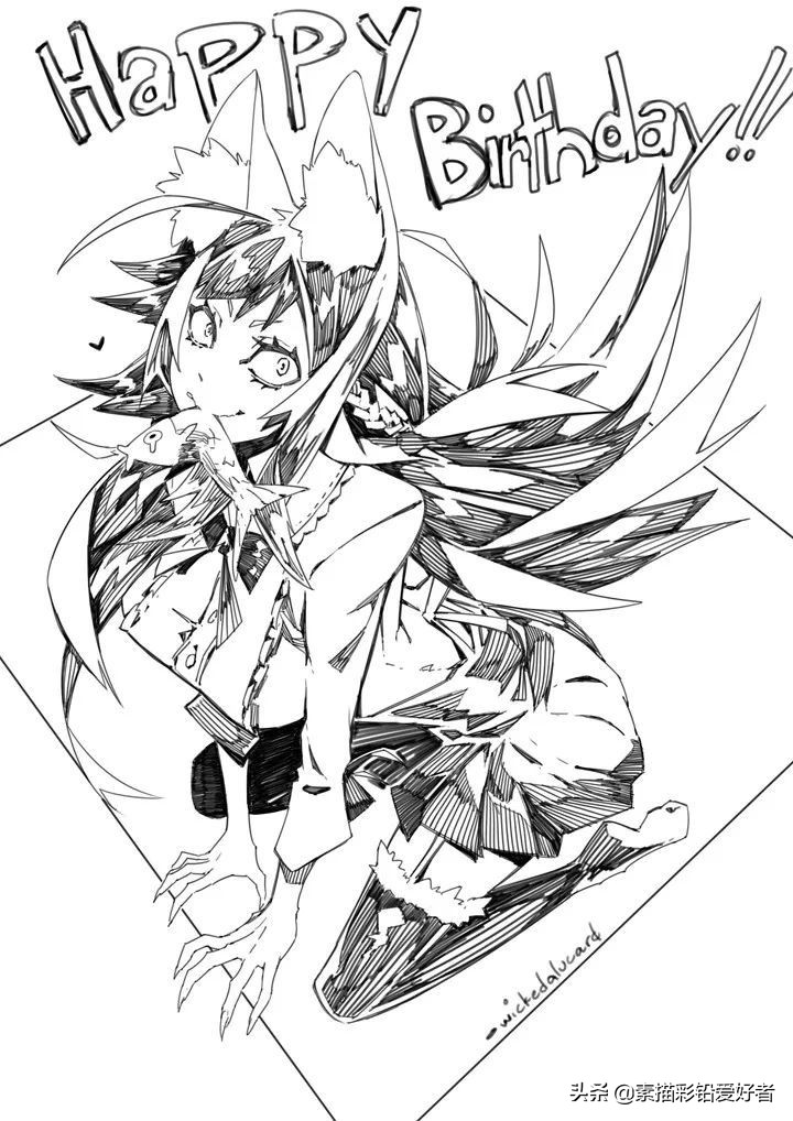 绘画素材|唯美二次元人物线稿，排线临摹练习