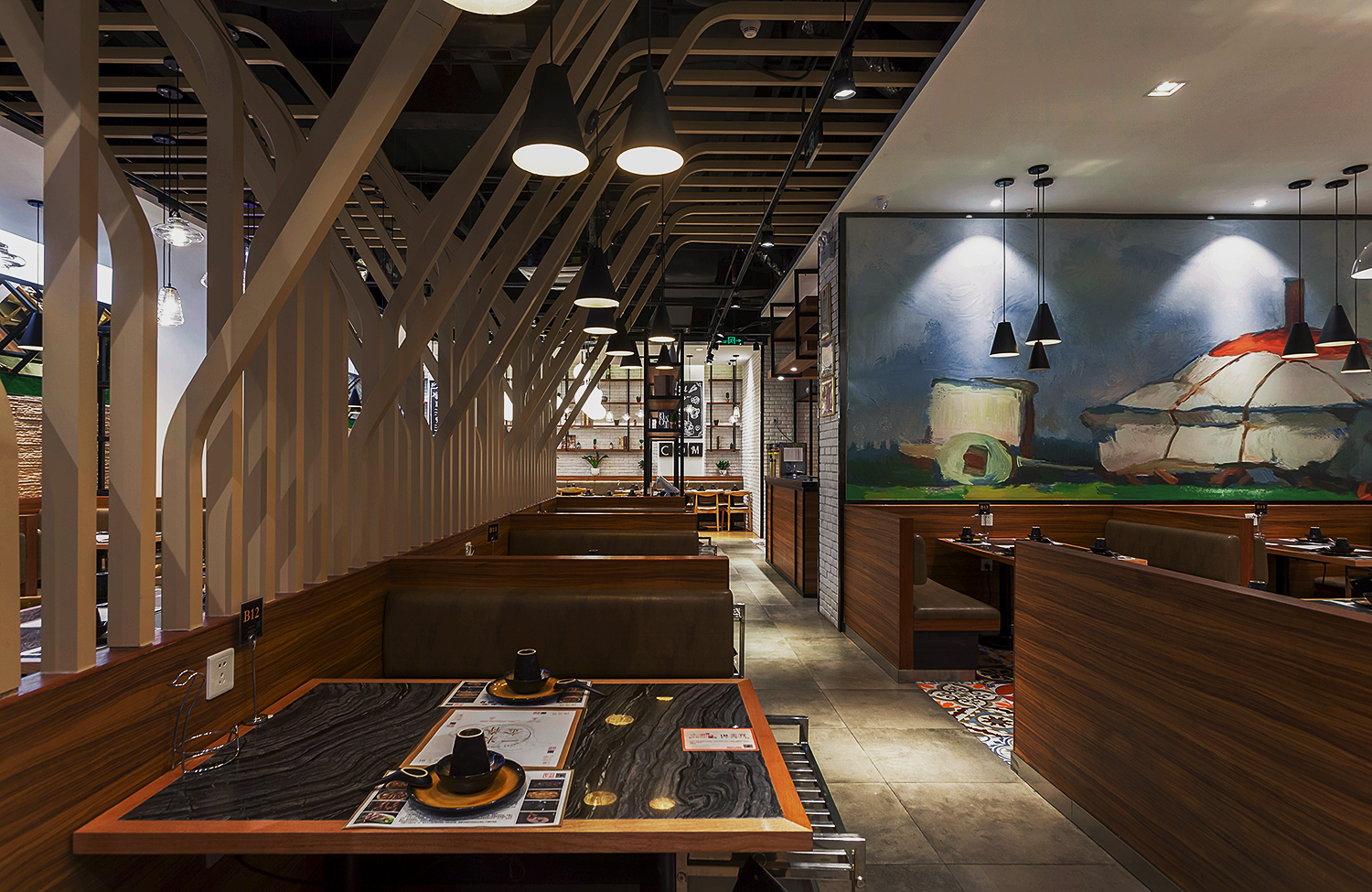 蒙古主题餐厅设计出清新草原风“一米金脊”羊蝎子火锅餐厅设计