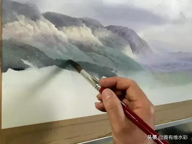水彩画山风景入门,远山画法入门教程