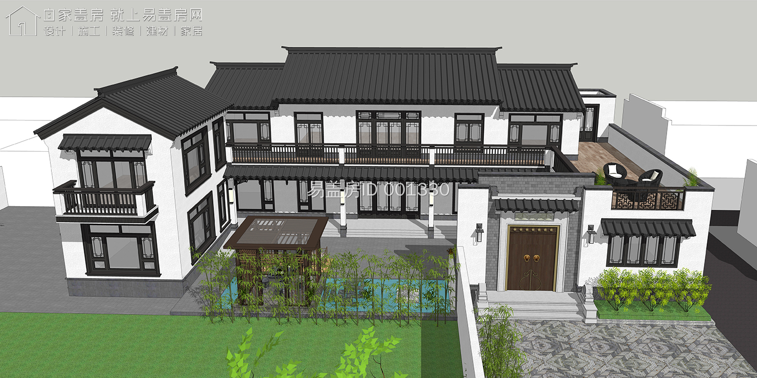 最牛中式四合院设计图及效果图,中式二层四合院永不过时