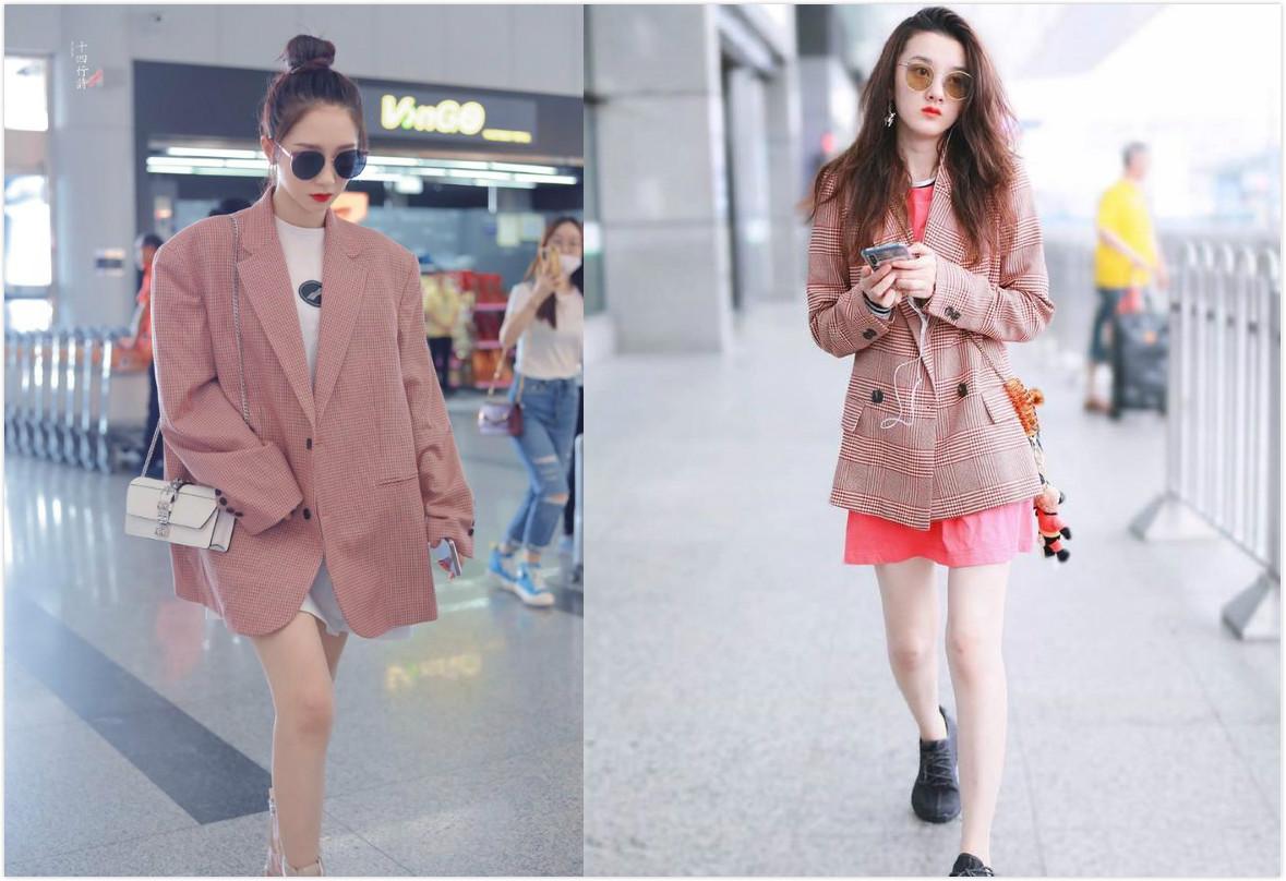 同是粉色格纹西装，孟美岐以“大”取胜，比宋祖儿更有大佬范