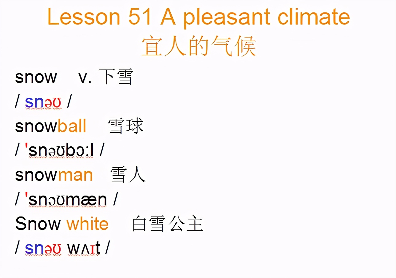新概念英语第一册，音标课件自学整理Lesson51Apleasantclimate