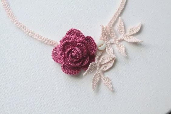 毛线钩织项链配饰教程,毛线钩织各种款式项链视频教程