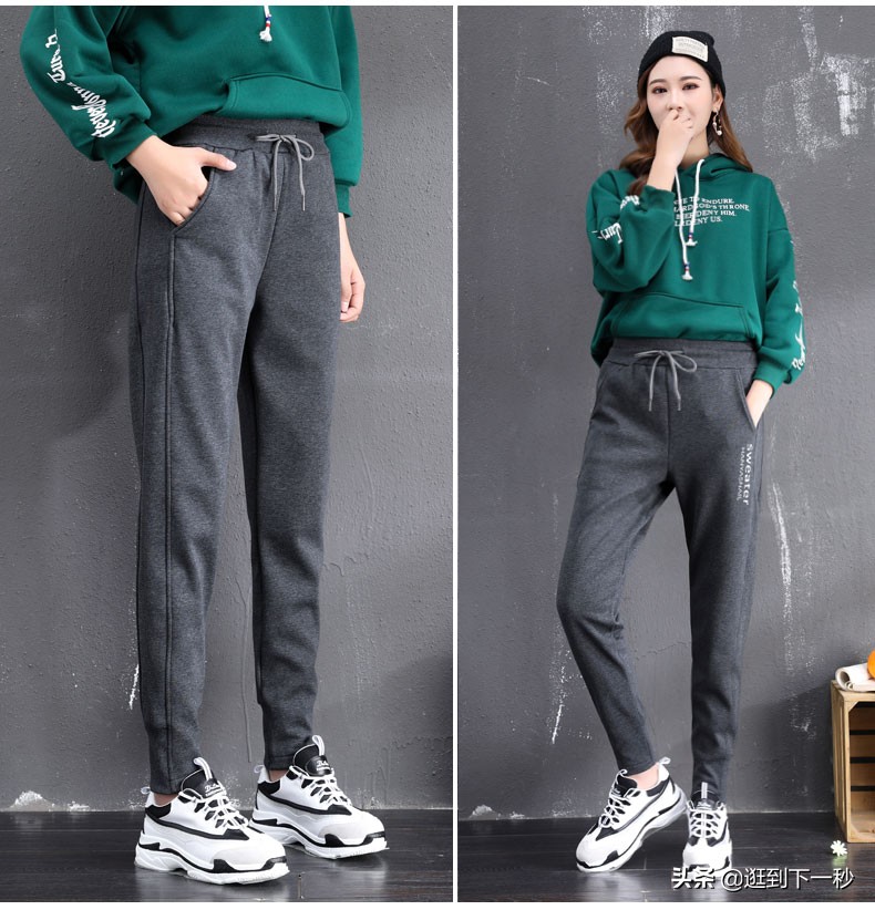 加绒运动裤的亲肤体验，今年流行这样穿，时髦又小清新