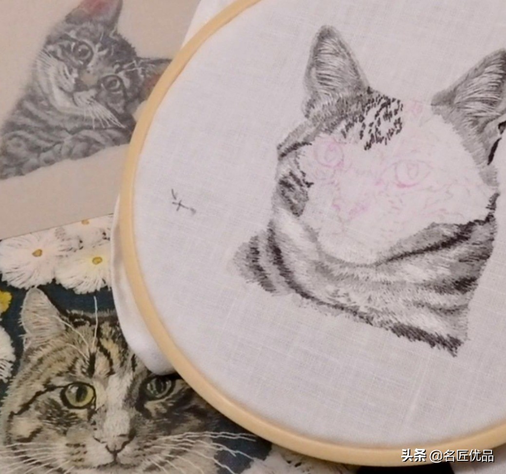 猫咪手工创意画,猫咪刺绣制作方法