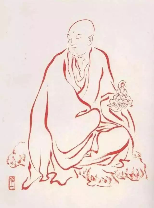 弘一法师的蓝底描金十八罗汉作品,弘一大师100万罗汉图写意