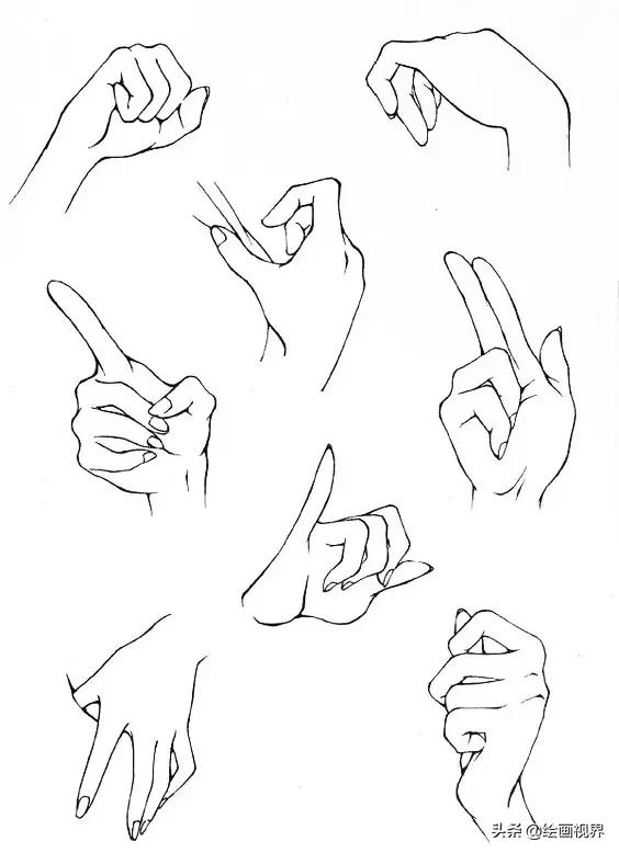 不会画手教你30种常见手势画法,画手教程各种手势