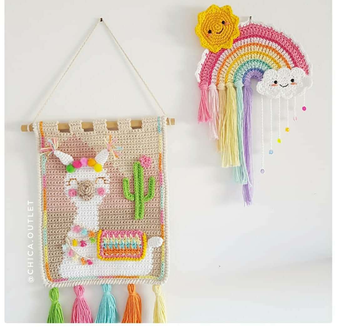 钩针编织家居装饰针法图解,钩针彩虹帽图解