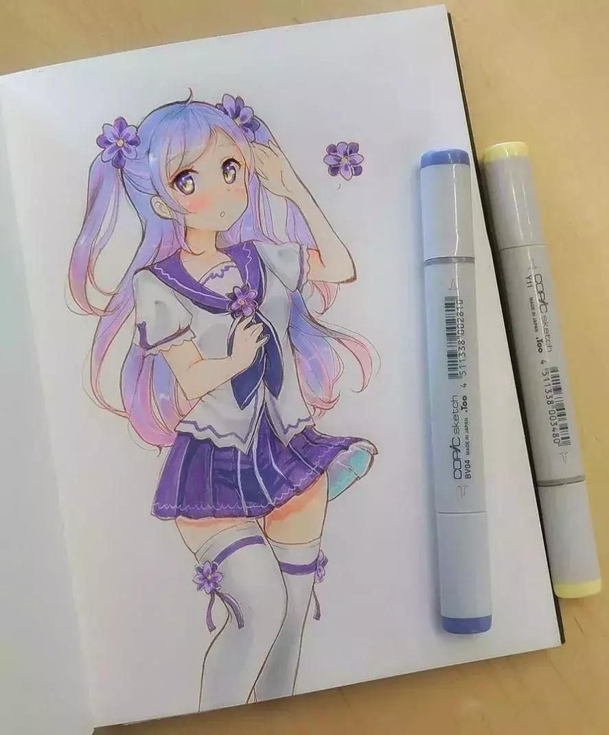 可爱动漫人物手绘马克笔,马克笔好看的动漫人物