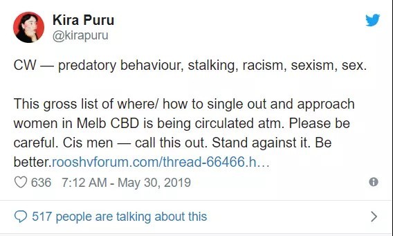 澳洲网友扒出“猎物捕捉攻略”网站，狩猎目标竟是女性？