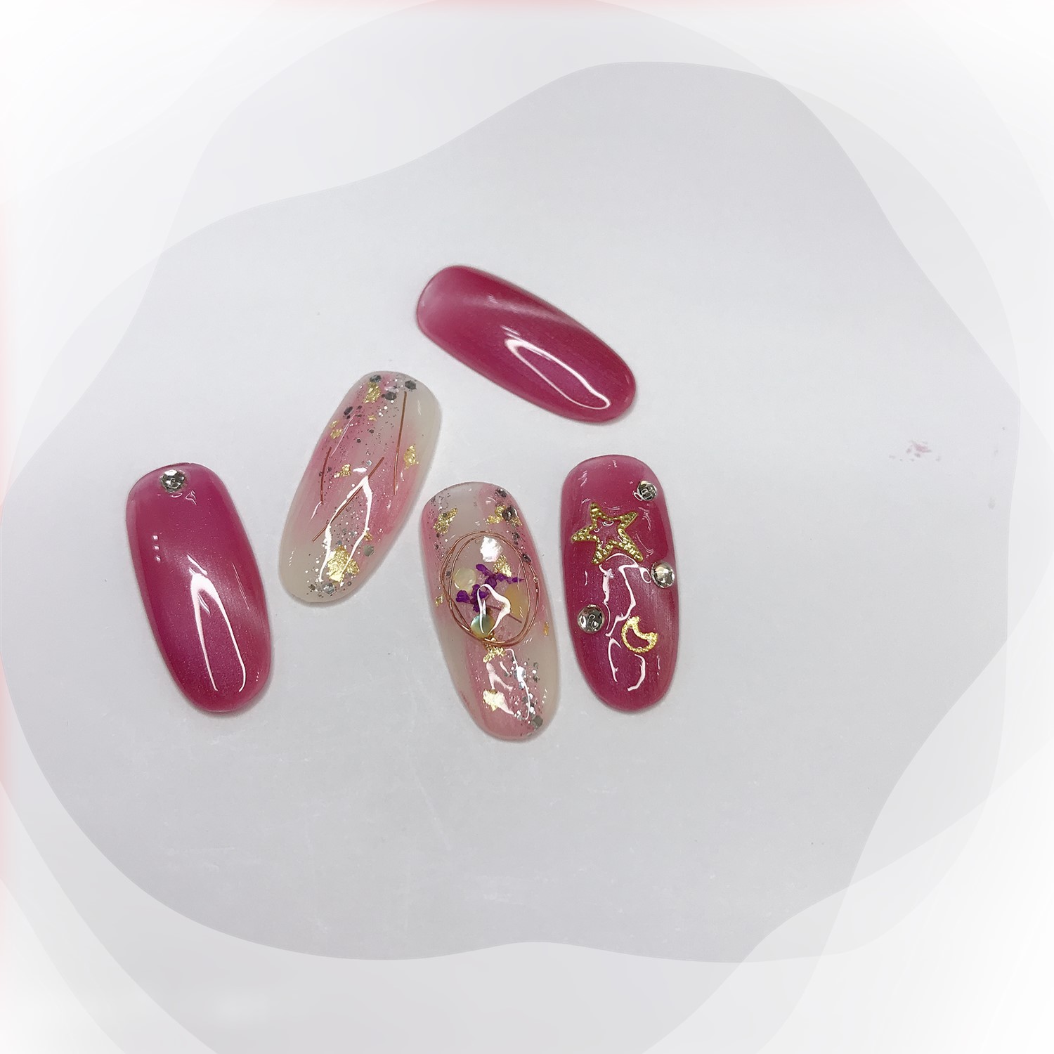 简单晕染美甲教程腮红黄皮,美甲网红款红色日系晕染