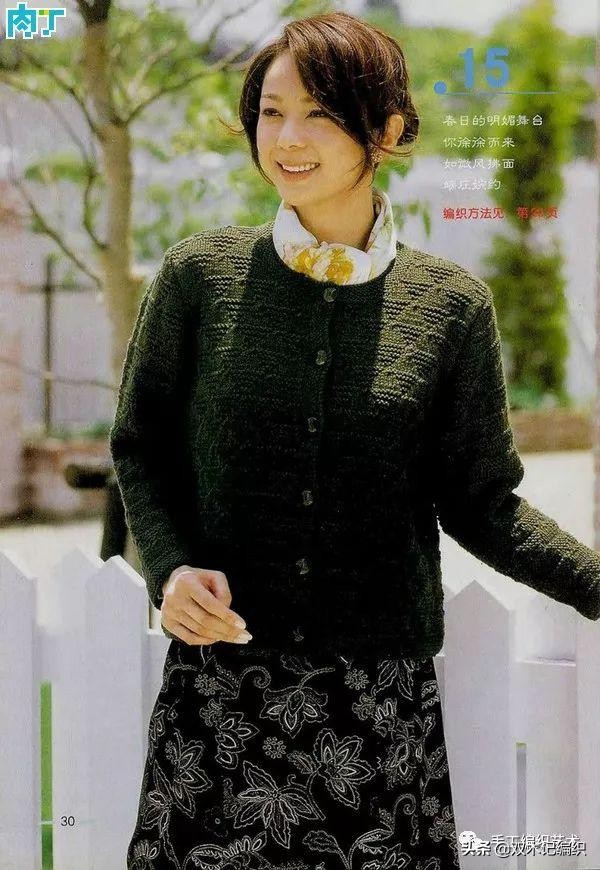 女士开衫背心毛衣款式图解,女士一件完整开衫编织图解