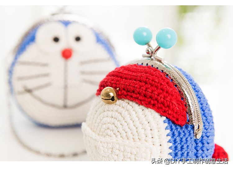 钩编的口金包零钱包：蓝胖子、叮当猫、机器猫，有详细教程