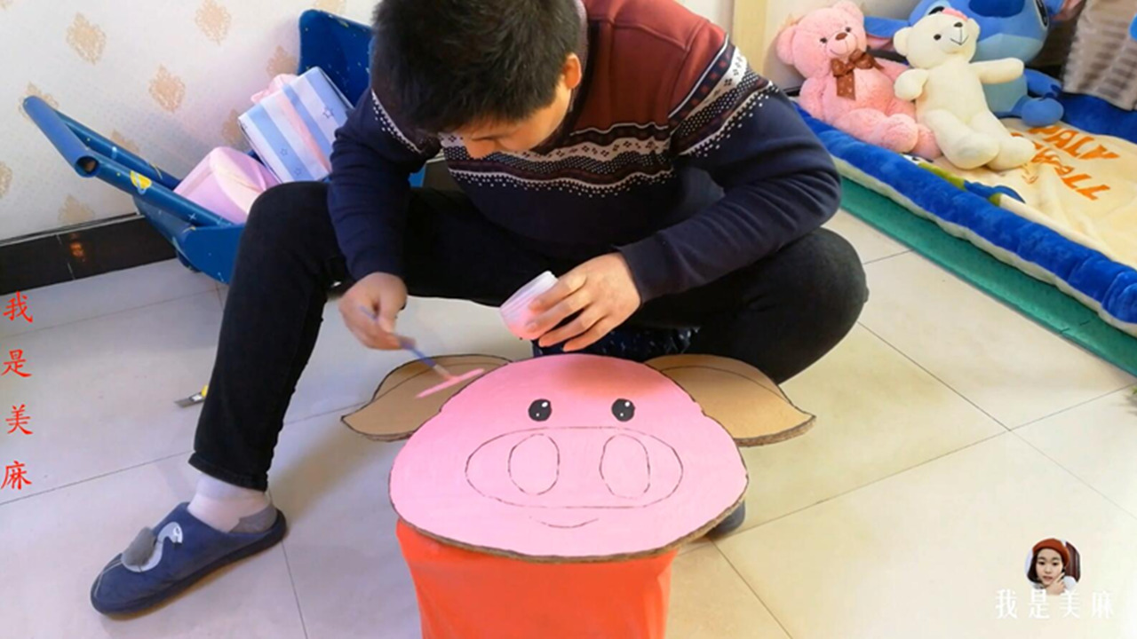 自制宝宝篮球架的制作过程,儿童纸板篮球架手工制作方法