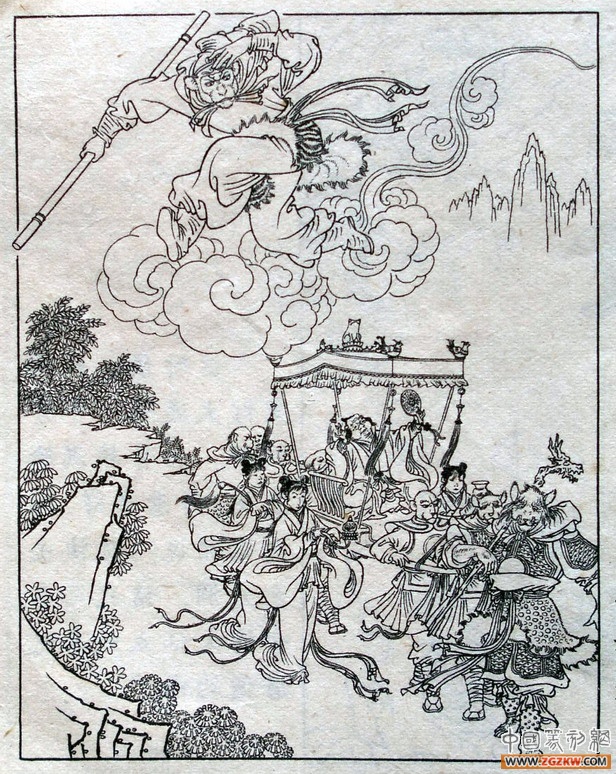 《西游记》之三打白骨精背景图,西游记三打白骨精文字版图文