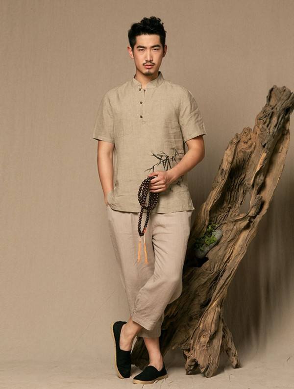 男士棉麻长袖中国风搭配,生活布衣棉麻男士休闲
