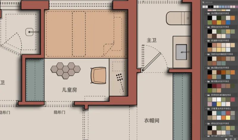 用了这PS材质配色预设，轻松搞定彩平图
