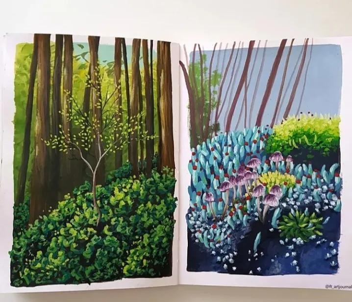 简单好看的画星空大海水粉,如何画简单的植物水粉颜料画