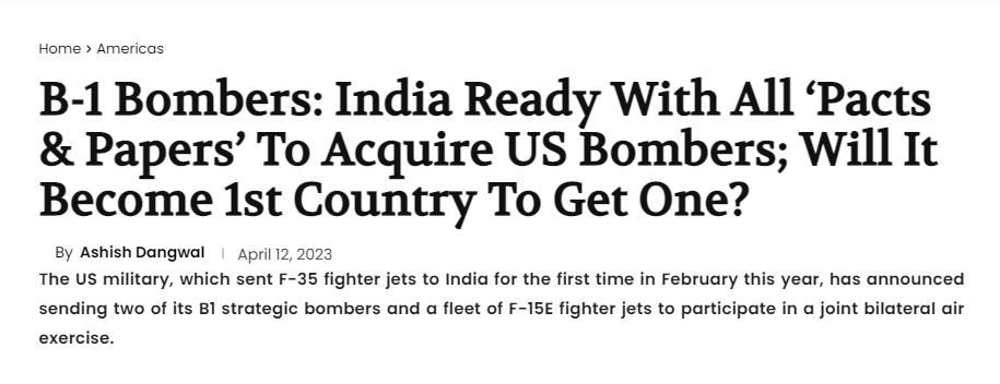 美军b-1b轰炸机到中东,印度购买b1b战略轰炸机