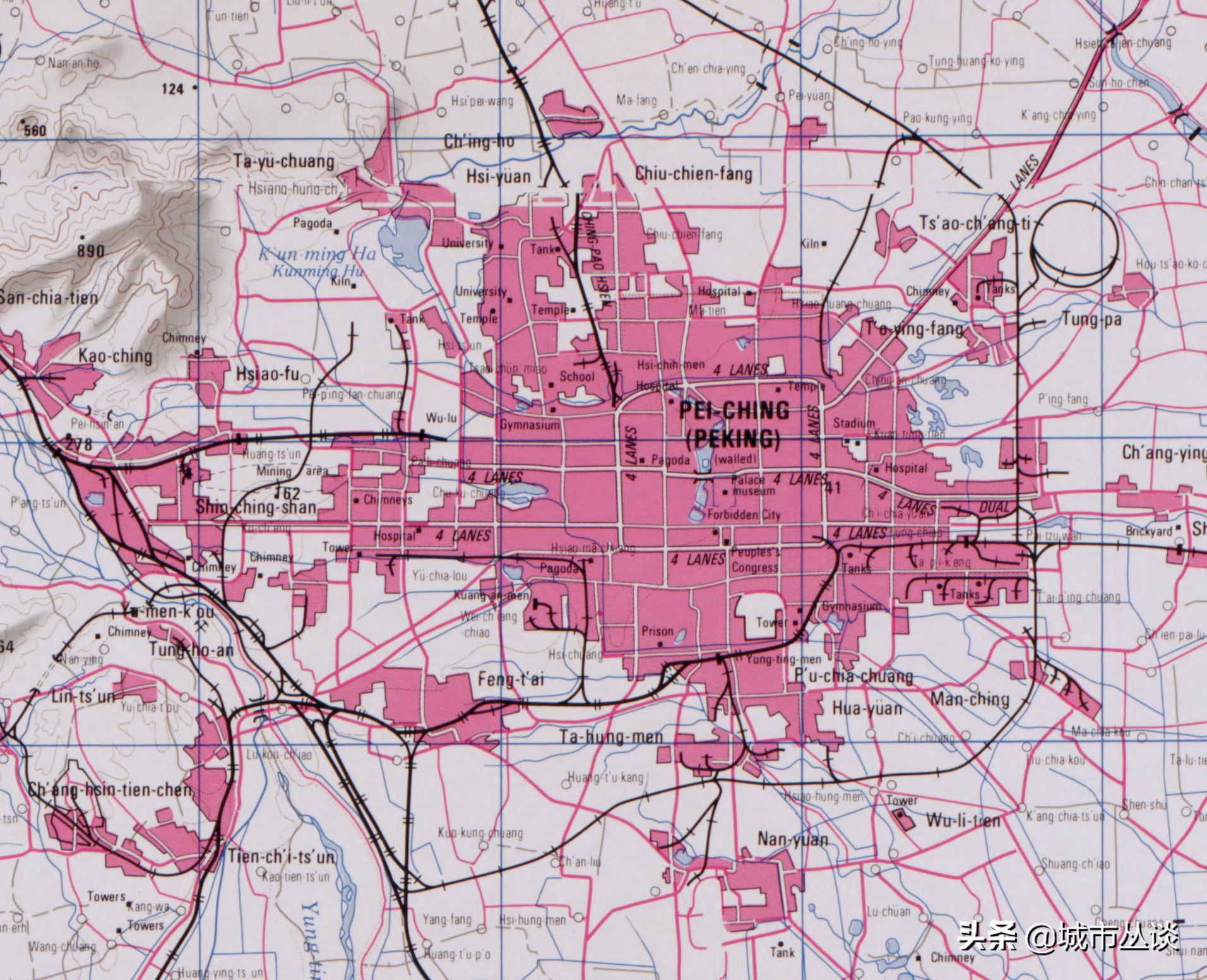 北京城俯瞰图的历史变化,看北京城全景的位置