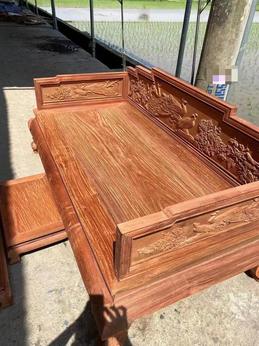 花梨罗汉床三件套图片,缅甸花梨木罗汉床和明式床哪个好