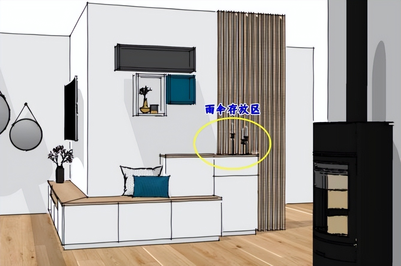 玄关转角柜,玄关背景墙和电视墙转角设计