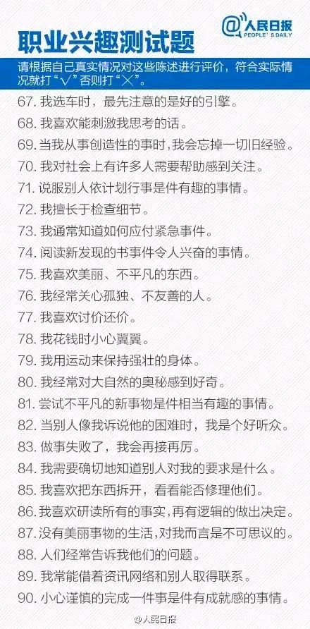 职业兴趣测试如何才能得高分呢,职业兴趣测试45题