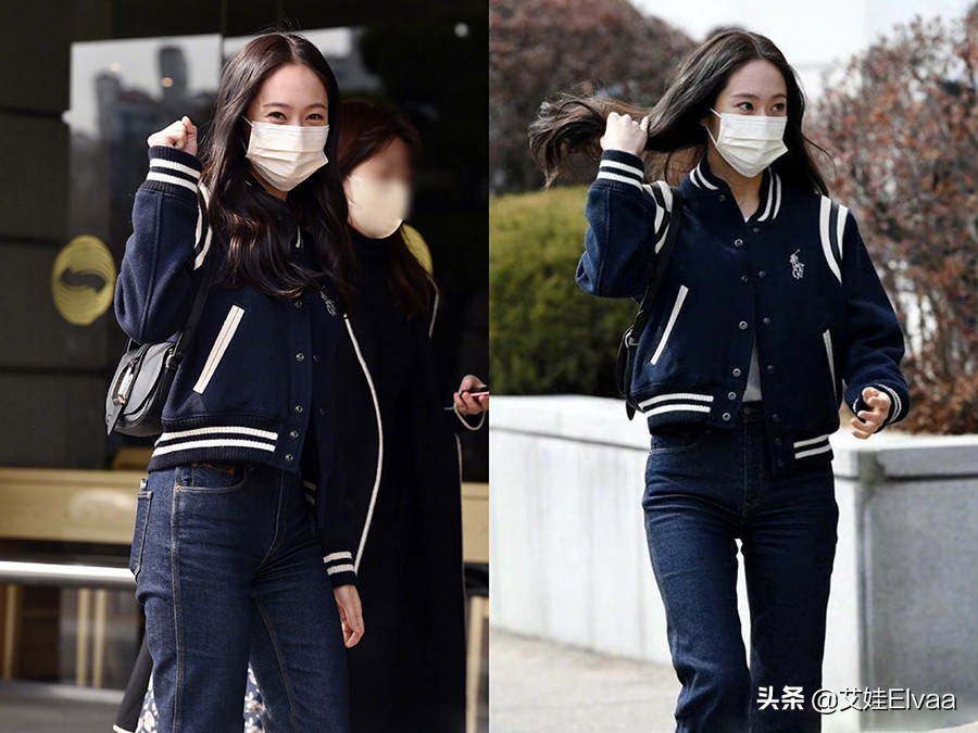 郑秀晶穿格纹西装,郑秀晶凯旋门棒球服