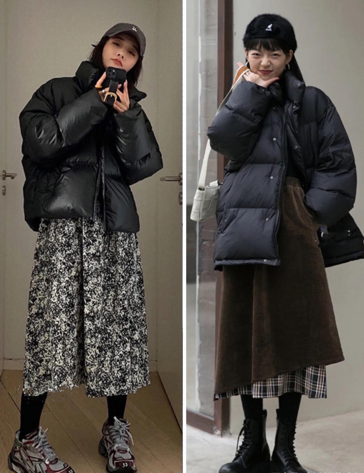 黑羽绒服穿搭技巧50岁,黑中长款羽绒服怎么搭配裤和鞋子