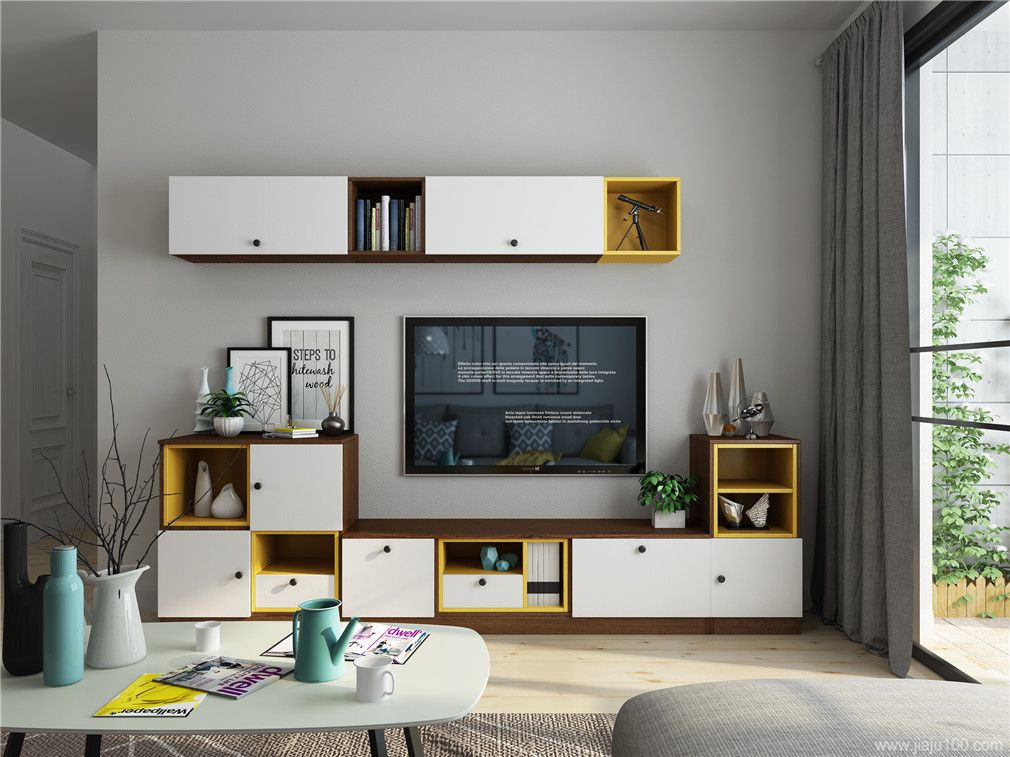 现在装电视柜的效果图,一整面墙电视柜效果图