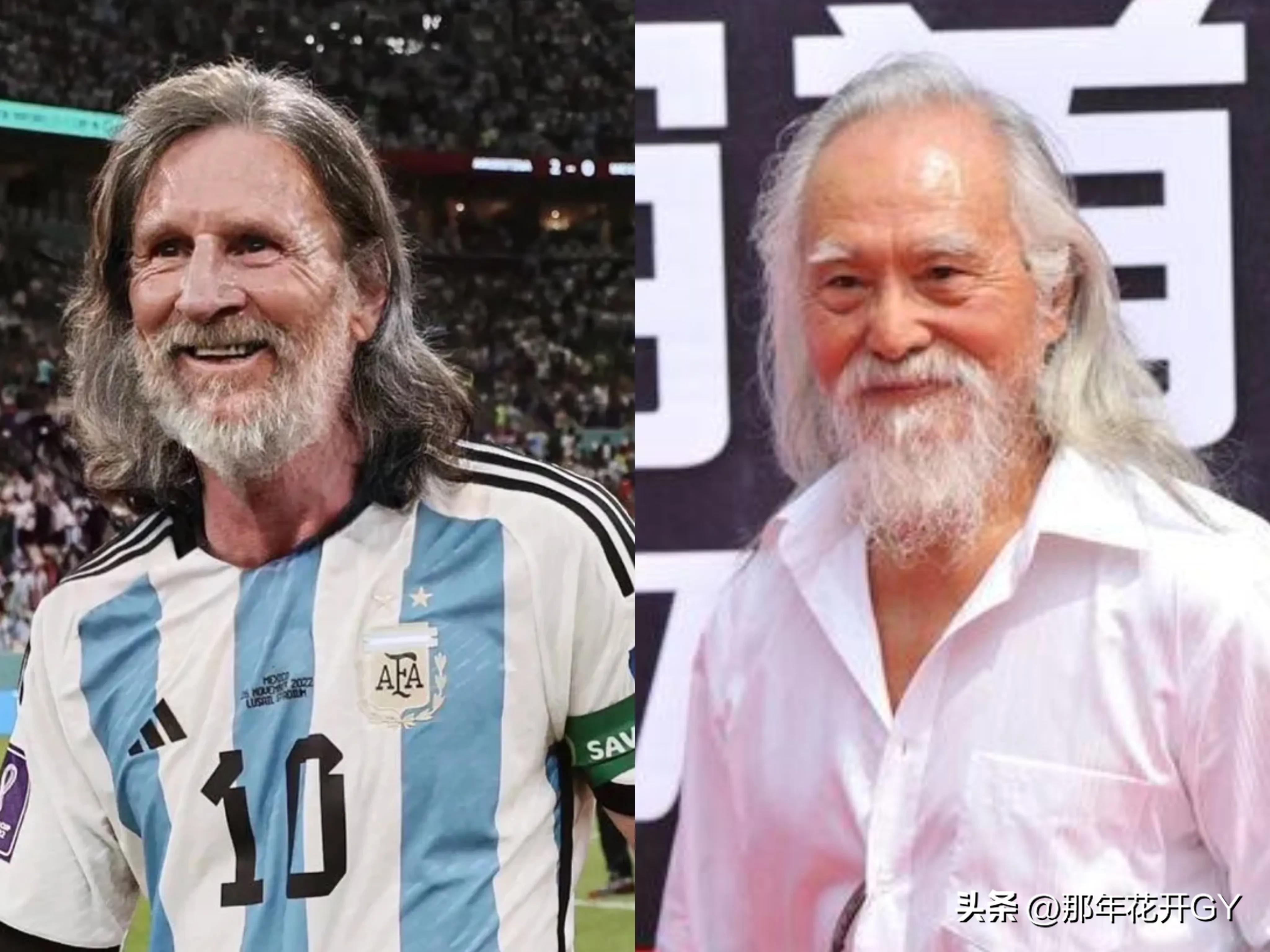 老梅西和年轻梅西同框,梅西老年照