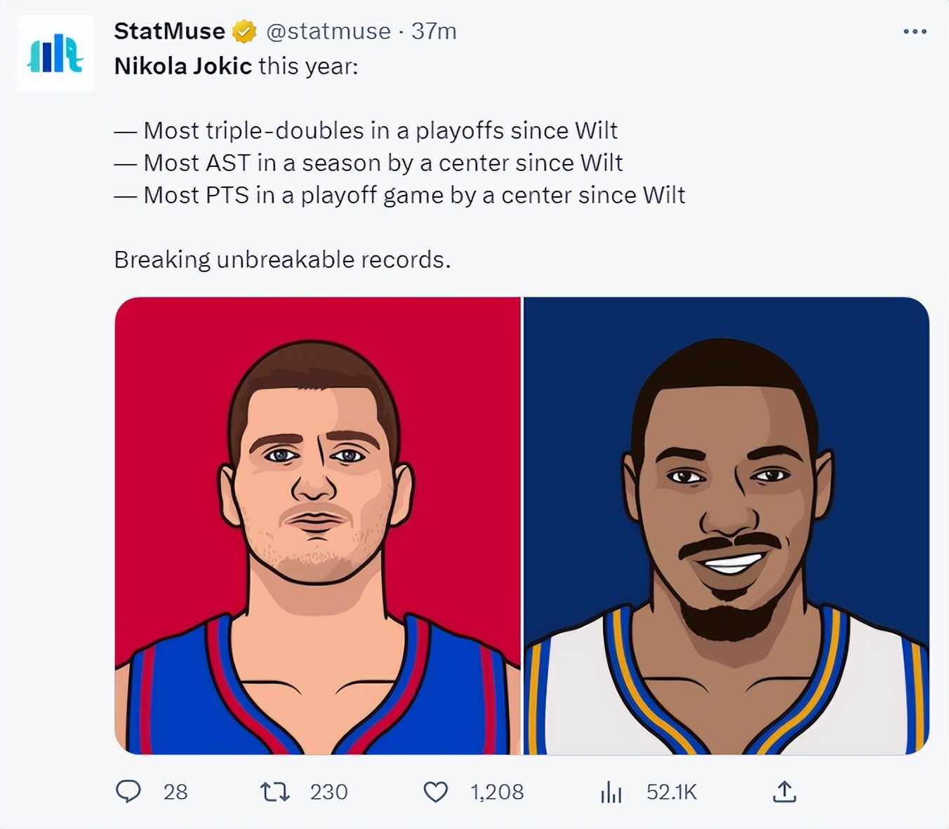 约基奇一战创四大纪录,约基奇15分大逆转