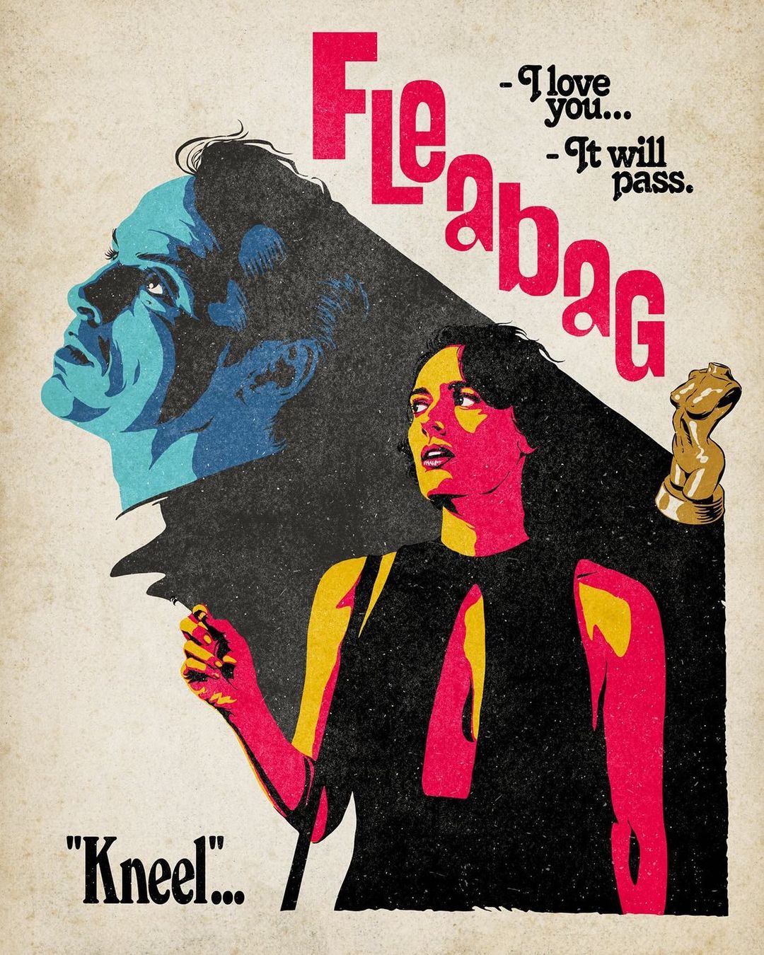 插画氛围感人物构图,复古美式波普插画