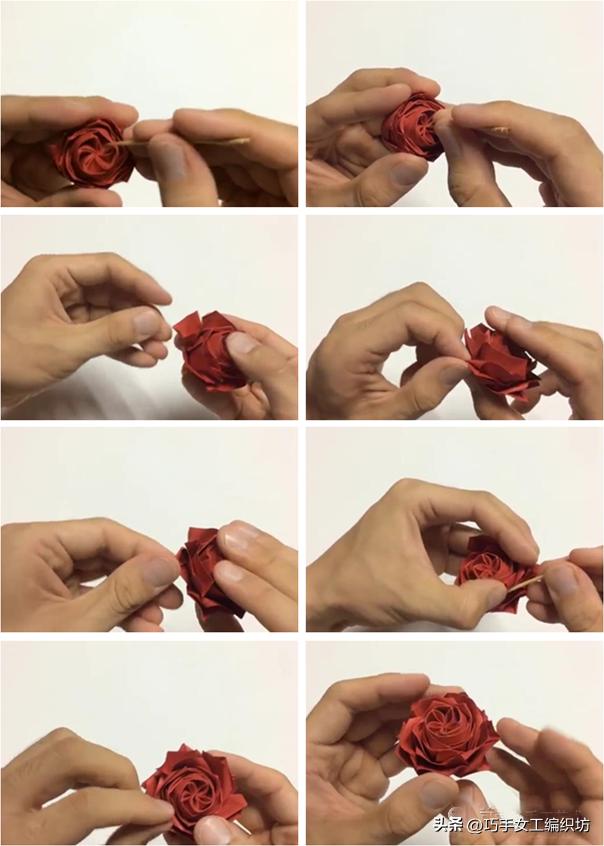 一张纸就能叠着的玫瑰,一张纸能折的红玫瑰花
